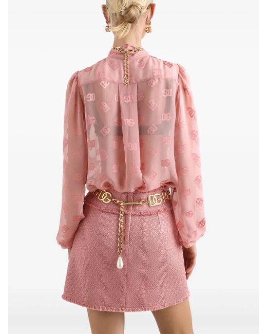 Camisa con logo en devoré Dolce & Gabbana de color Pink