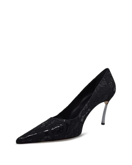 Casadei Blue Lace Pointed-Toe Pumps