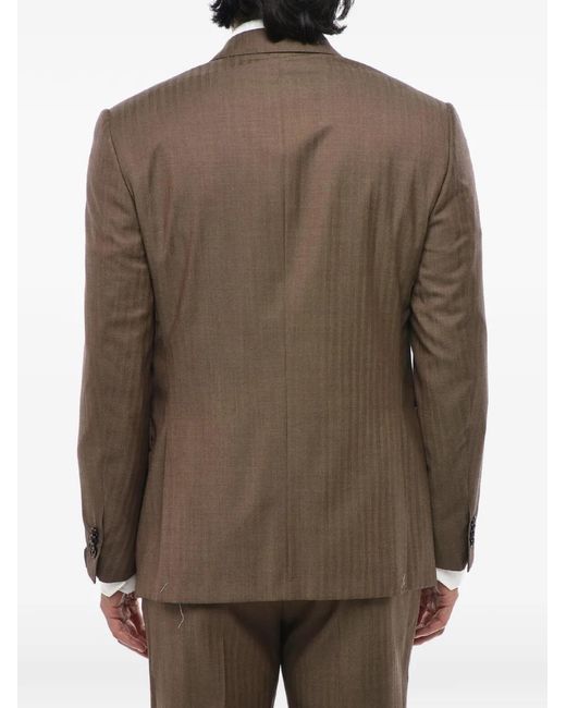 Corneliani Brown Academy Herringbone-Pattern Suit for men