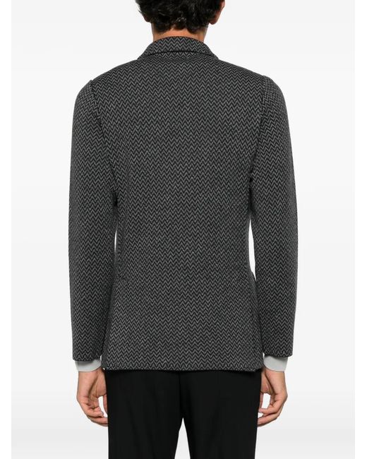 Lardini Gray Chevron Double-Breasted Jacket for men