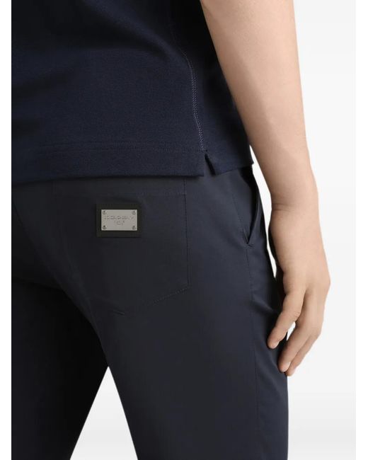 Dolce & Gabbana Blue Logo-Tag Tailored Trousers for men