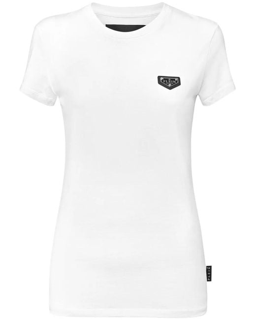 Philipp Plein White Round-Neck Short-Sleeve T-Shirt