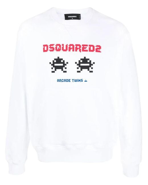 DSquared² White Arcade Twins-Print Sweatshirt for men
