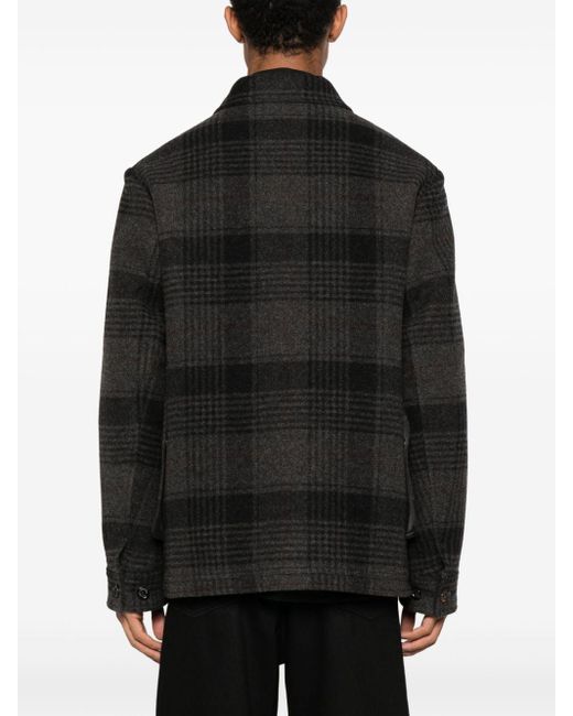 Ralph Lauren Purple Label Plaidcheck Flannel Shirt Jacket in Black for