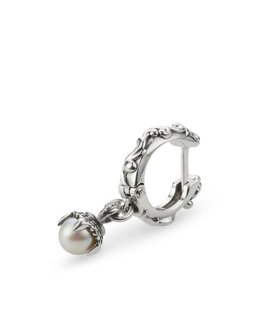 Emanuele Bicocchi White Pearl-Pendant Hoop Earring