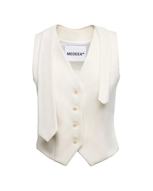 MEDEA White Detachable-Tie Waistcoat Top