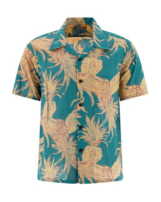 Sun Surf Blue Pineapple-Print Short-Sleeve Shirt for men