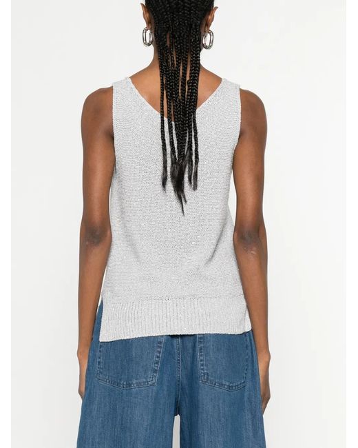 Panicale White V-Neck Knitted Vest