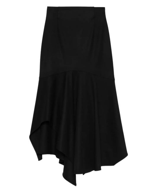 Alberta Ferretti Black Asymmetric Ruffled Skirt
