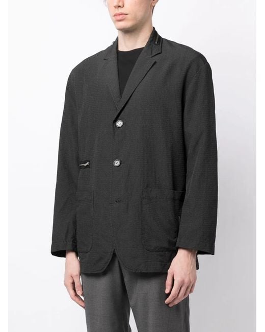 Undercover Black Textured Single-Breasted Blazer for men