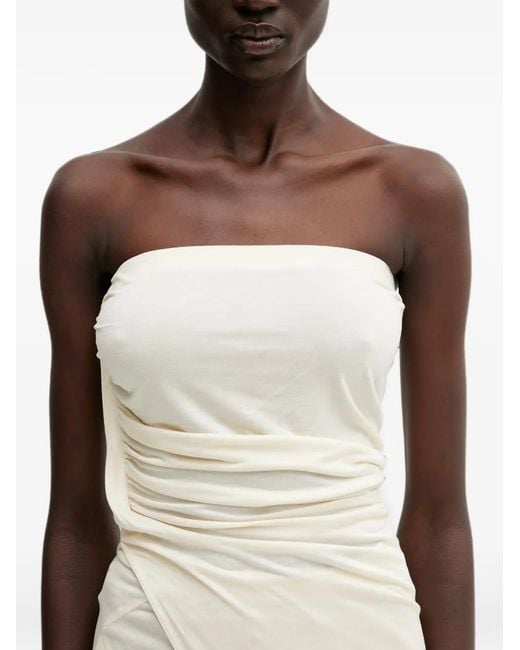 Rick Owens White Ruched Strapless Top