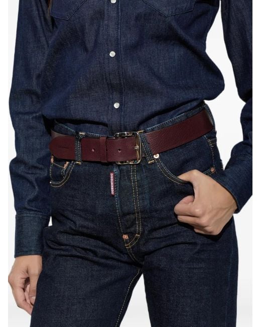 DSquared² White Buckle-Fastening Leather Belt