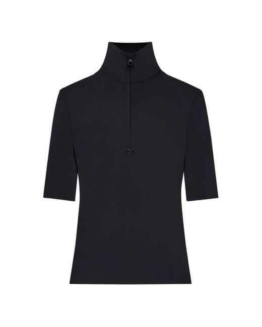 Courreges Blue Half-Zip Top