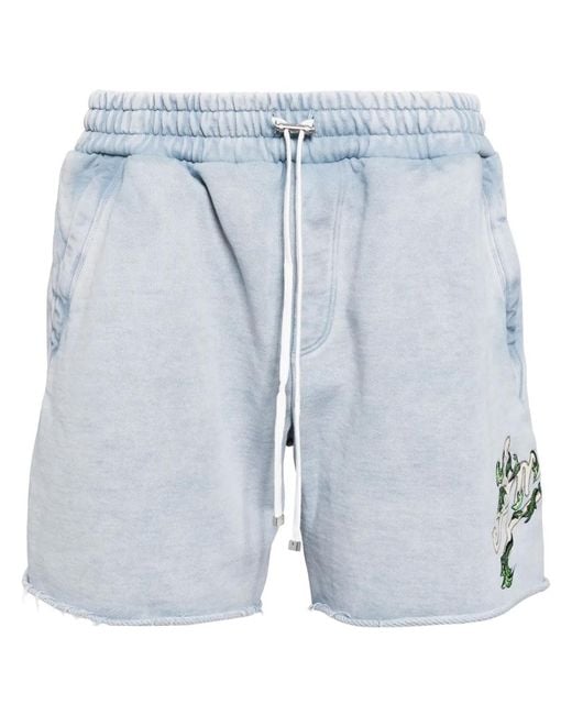 Amiri Blue Filigree Cotton Track Shorts for men