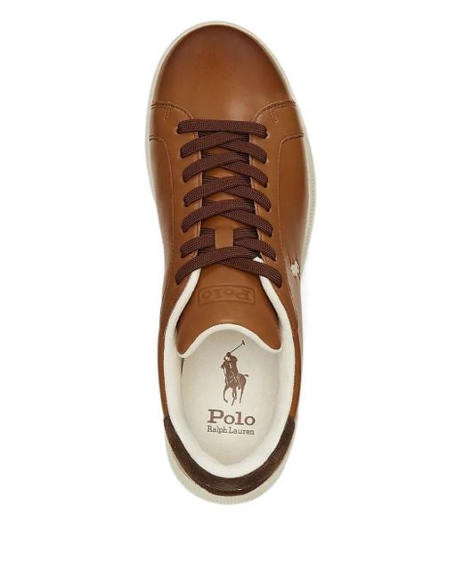 Polo Ralph Lauren Brown Heritage Court Ii Logo-Embroidered Sneakers for men