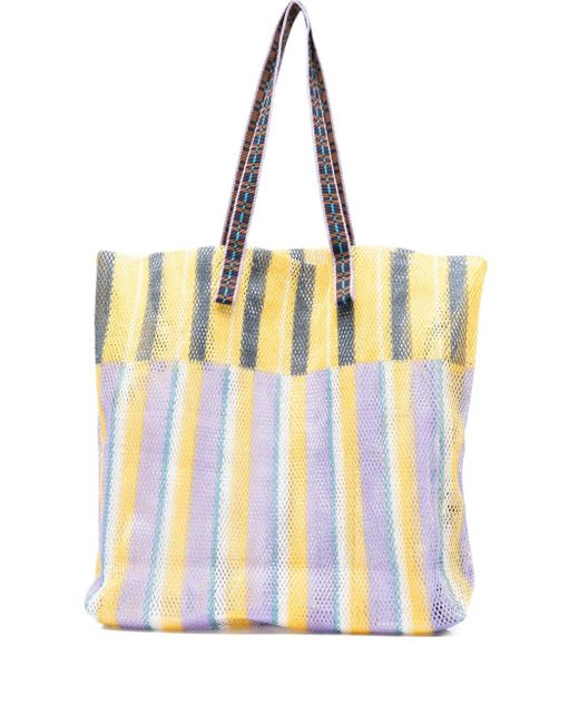 Epice Yellow Kanpur Striped Mesh Tote Bag