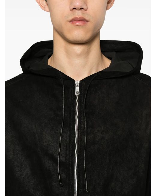 Giorgio Brato Black Suede Hooded Jacket for men