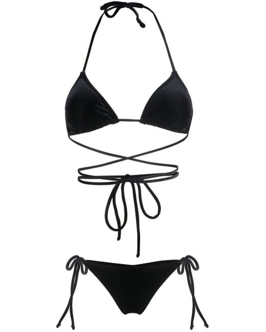 Reina Olga Miami Velvet-effect Bikini Set in Black - Save 2% | Lyst UK