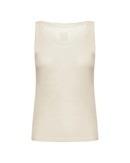 120% Lino White Slub-Texture Tank Top