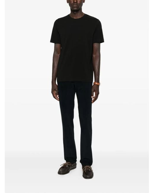 Corneliani Black Embroidered-Detail Crew-Neck T-Shirt for men