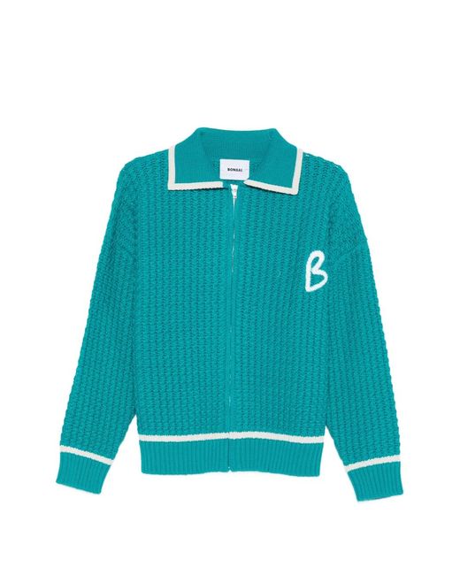 Bonsai Men's Blue Embroidery Zip-Up Cardigan - www.disolcolor.com