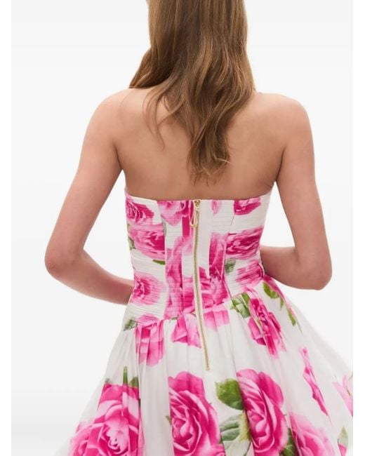 Vestido corto Olea floral palabra de honor Aje. de color Pink