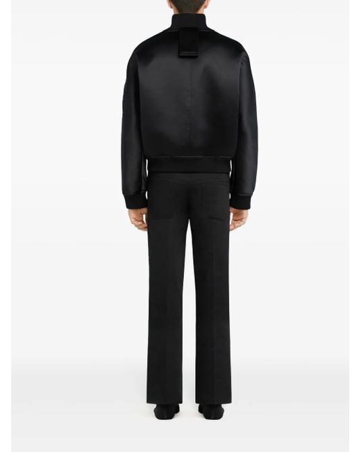 Courreges Black Satin Bomber Jacket for men