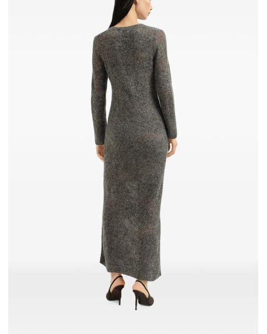 Brunello Cucinelli Gray Lace Flowers Knit Dress