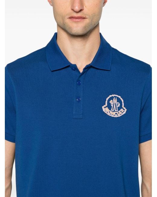 Moncler Poloshirt mit Logo-Stickerei in Blue für Herren