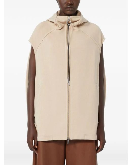 Sportmax Natural Sleeveless Zip-Up Hoodie