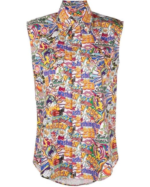 Washington DEE-CEE U.S.A. White Graphic-Print Sleeveless Shirt
