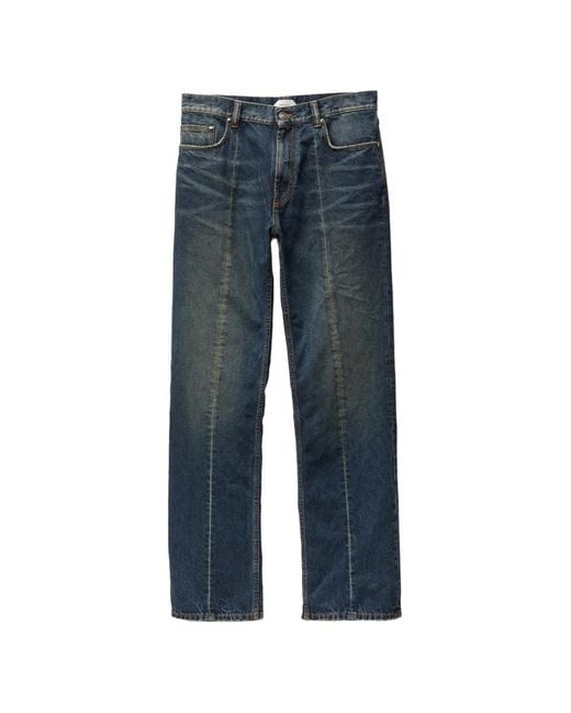 Versace Blue Distressed Straight Jeans for men