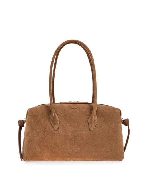 Yuzefi Brown Brioche Duffle Shoulder Bag