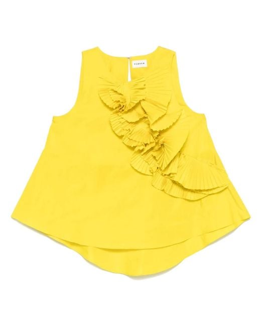 P.A.R.O.S.H. Yellow Ruffled-Detail Blouse