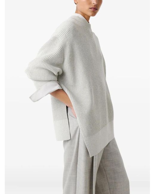 Maglione Verda Asimmetrico A Coste di Studio Nicholson in White