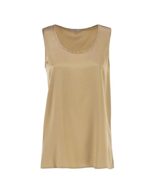 Antonelli Natural Sleeveless Satin-Finish Top