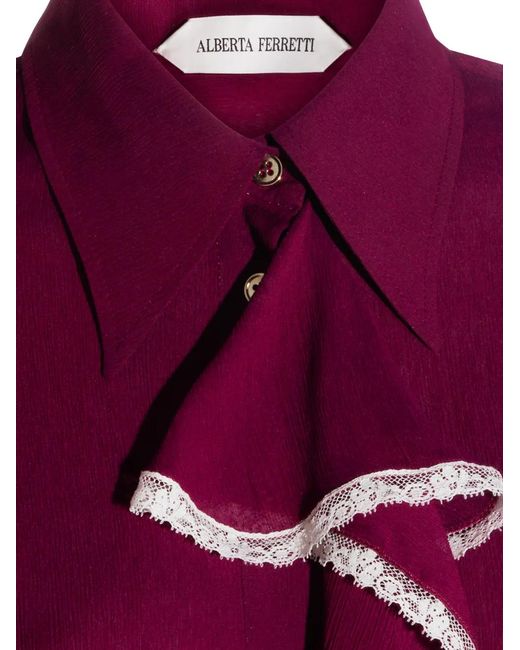 Alberta Ferretti Purple Ruffled Shirt