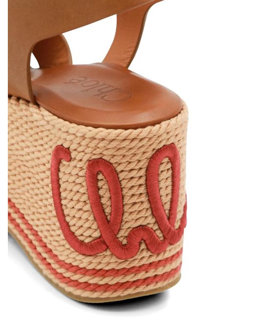 Chloé Brown Leather Platform Espadrilles