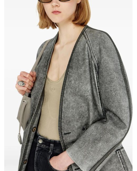 DIESEL Gray Cardigan Jacket With Cocoon Sleeves