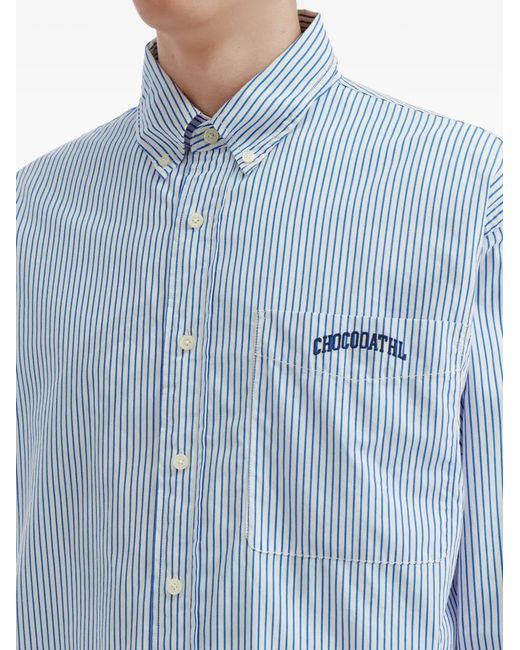 Chocoolate Blue Striped Button-Down Shirt for men
