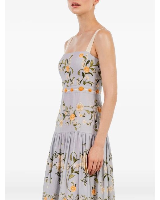 Agua Bendita White Lima Embroidered Linen Maxi Dress