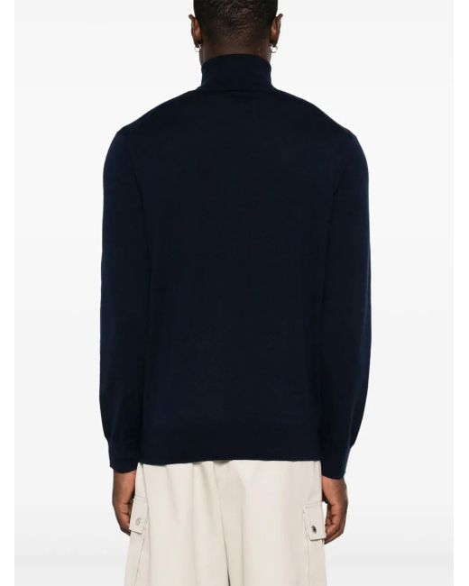 Polo Ralph Lauren Blue Ribbed Turtleneck Merino Sweater for men