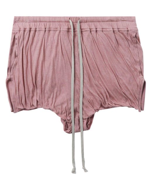 Rick Owens Pink Elasticated-waist Gathered Shorts for men