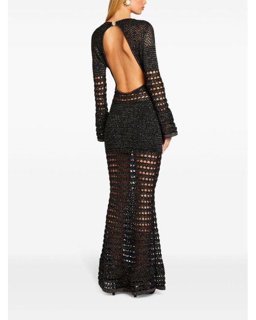 retroféte Black Elvana Knit Crochet Dress