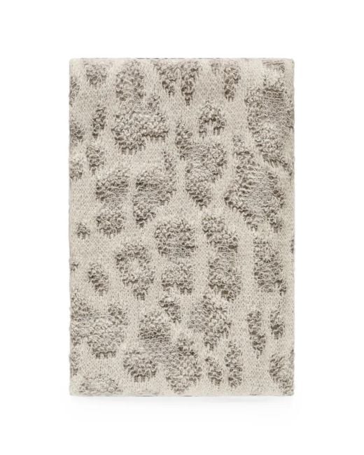 Avant Toi Natural Leopard-Pattern Knit Scarf