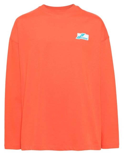 we11done Orange Logo-embroidered Cotton T-shirt for men