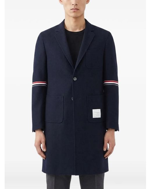 Thom Browne Blue Single-Button Coat for men