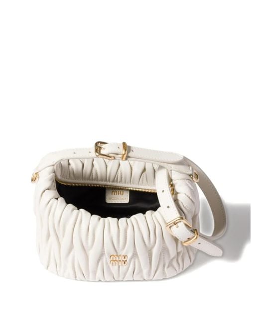 Miu Miu White Mini Wander Matelassé Tote Bag