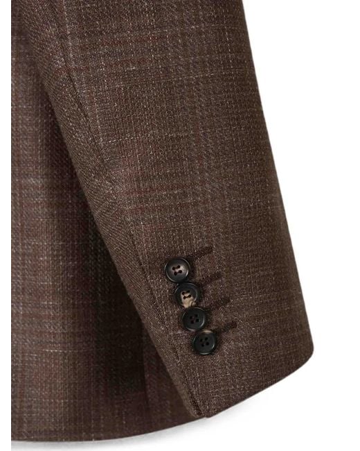 Canali Brown Check-Pattern Notched-Lapels Jacket for men