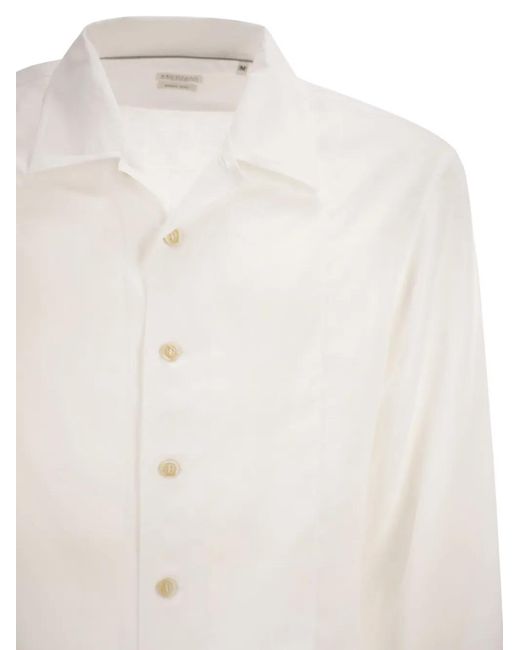 Brunello Cucinelli White Pure Linen Shirt for men